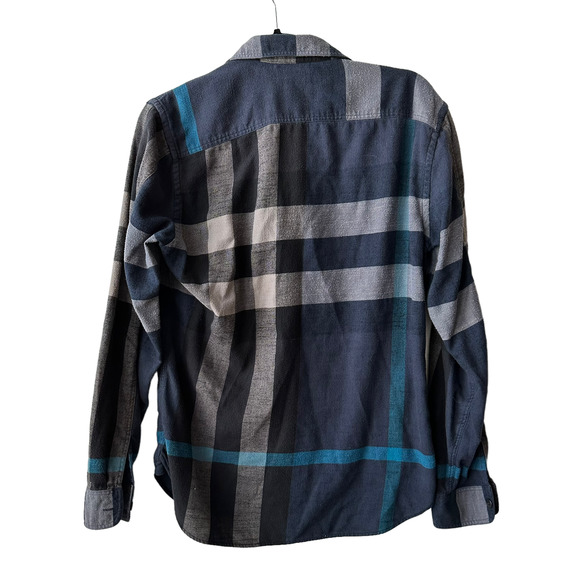 Burberry Brit Plaid Flannel Button Down Shirt Blue - Picture 2 of 4
